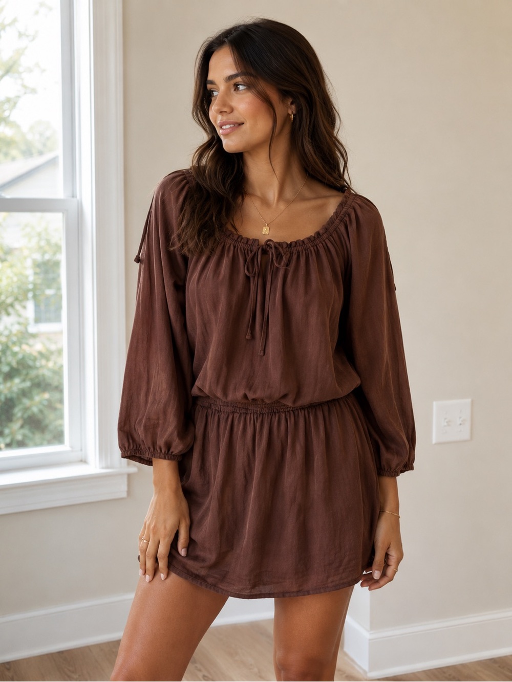 CSOS Dusty Brown Long Sleeve Dress runs large could fit size 6 or 8